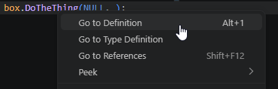 Go to Definition in the editor context menu