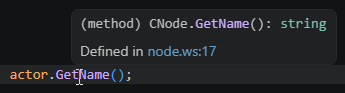 Hover showing a method signature and its declaration link